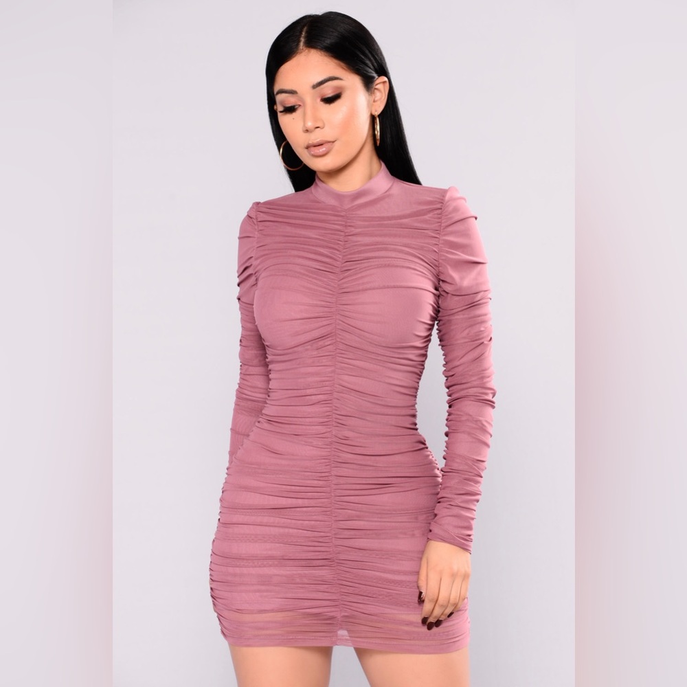 Fashion nova ruched dress size medium